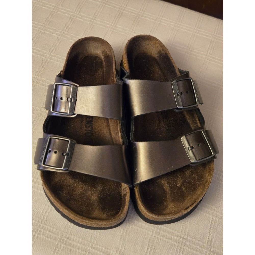 Birkenstock Arizona Soft Bed Leather Metallic Woman's Sandals Size US 7-7.5 38